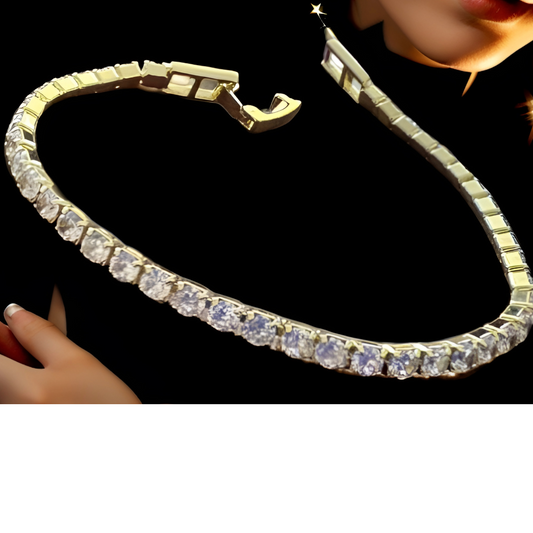Child's Bracelet Gold coloured with imatation stones.