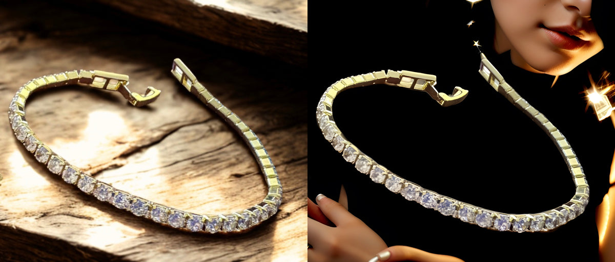Child's Bracelet Gold coloured with imatation stones.